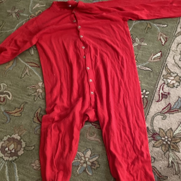 RED UNION SUIT DISTRESSED UNISEX VINTAGE Long Johns - Picture 5 of 16